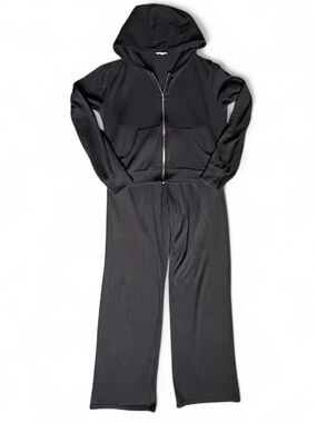 Enti boutique brand black vintage set tracksuit set with wide leg pants hoodie